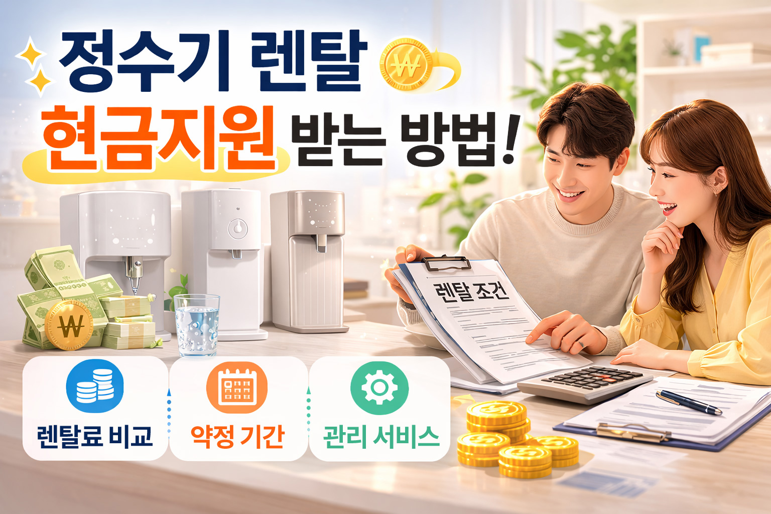 정수기 렌탈 현금지원 받는 방법 안내