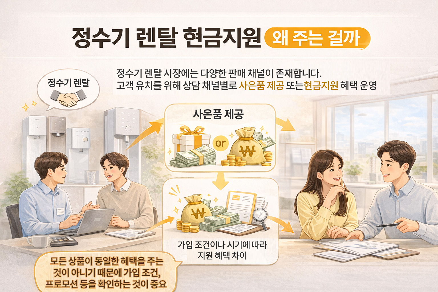 정수기 렌탈 현금지원 구조 설명